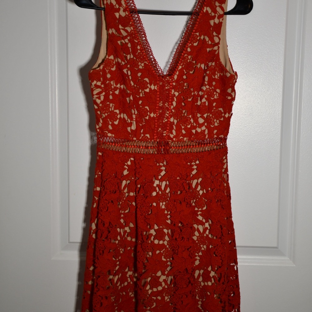Alya Red Lace Mini Dress